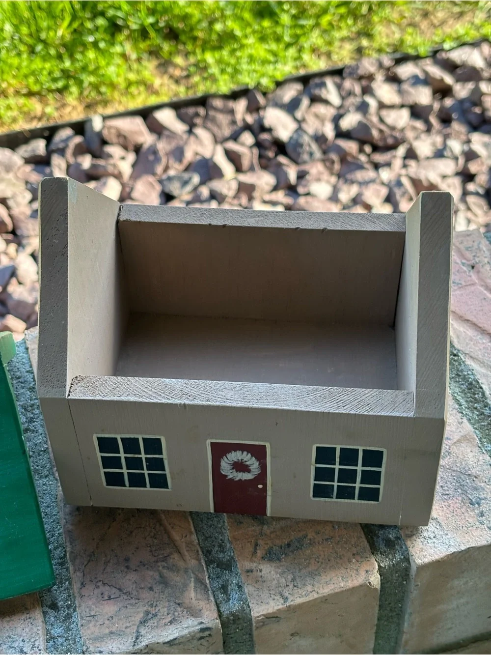 Vintage recipe box. House shaped. Folkart whimsical.